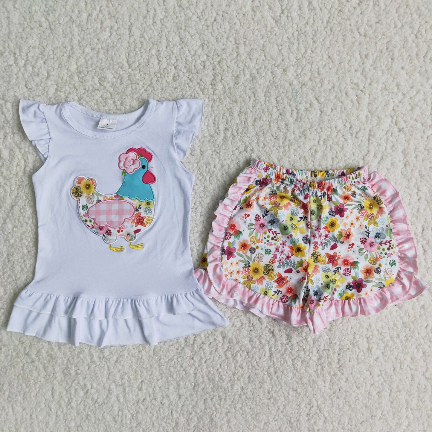A16-10  Kids girls clothes short sleeve with shorts set-promotion 2024.5.03 $5.5