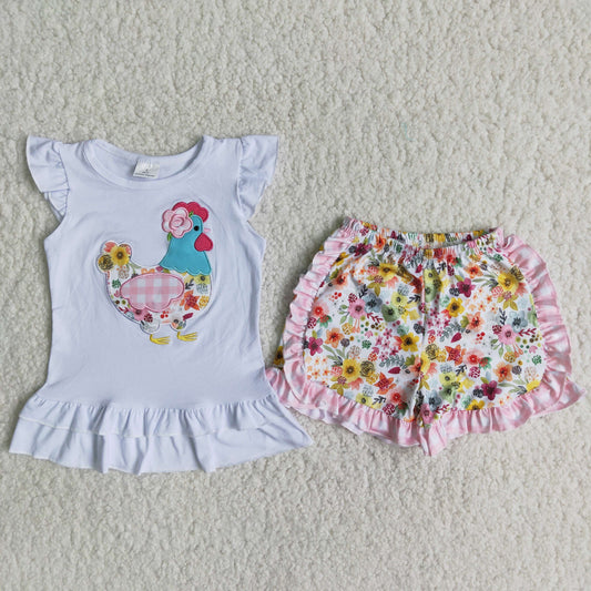 A16-10  Kids girls clothes short sleeve with shorts set-promotion 2024.5.03 $5.5