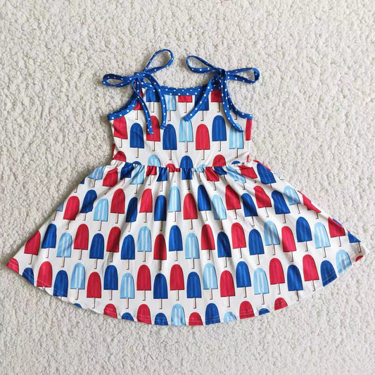 A16-15 Summer kids boutique clothes sleeveless July 4th dress