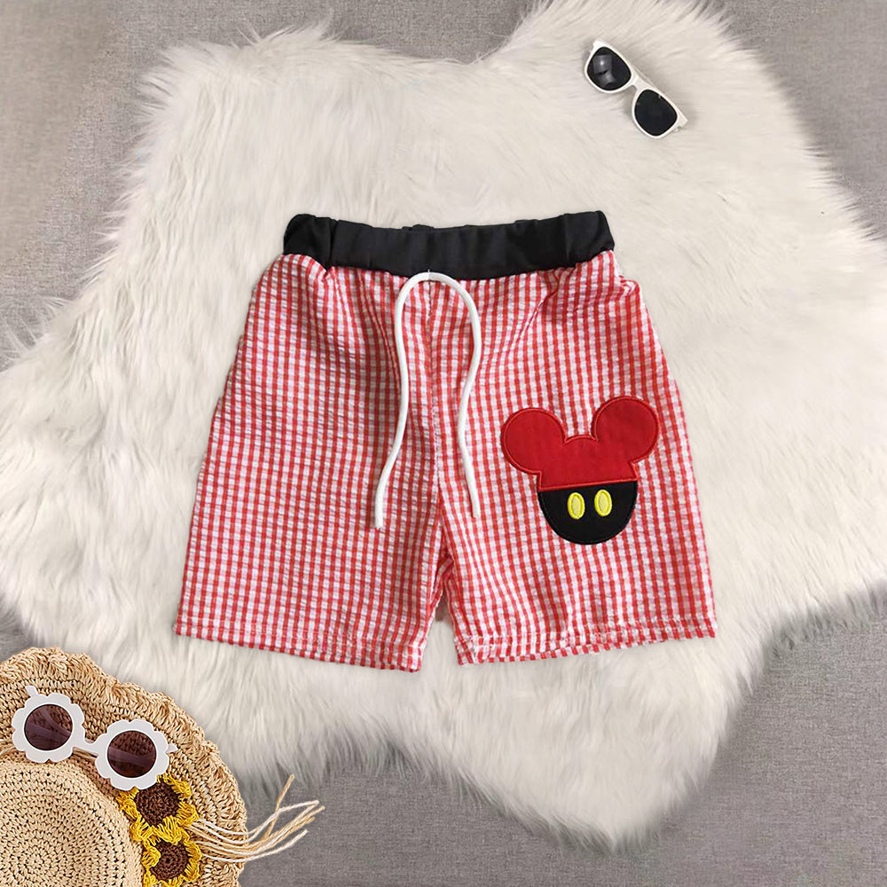 8.14  RTS Sibling Flag embroidery seesucker boy 4th of july shorts