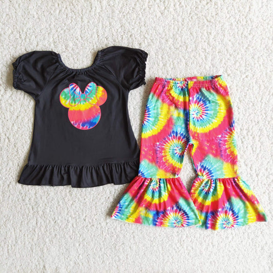 A3-10  kids girl set short sleeve top with pants outfits