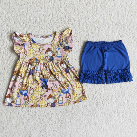 A3-15-1 Sales New RTS NO MOQ Clearance Cute beauty flutter sleeve ruffle shorts set