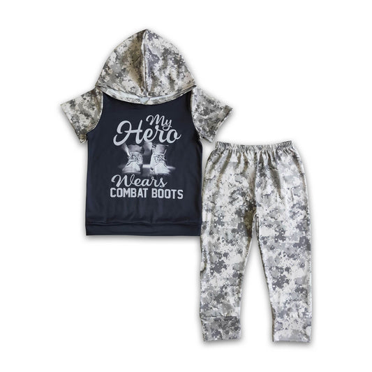 A6-10  kids boys clothes hooded top with pants set