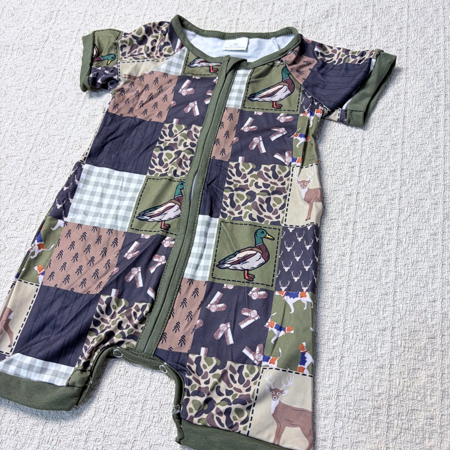 0514 RTS Sibling Short sleeves duck baby boy summer zipper romper