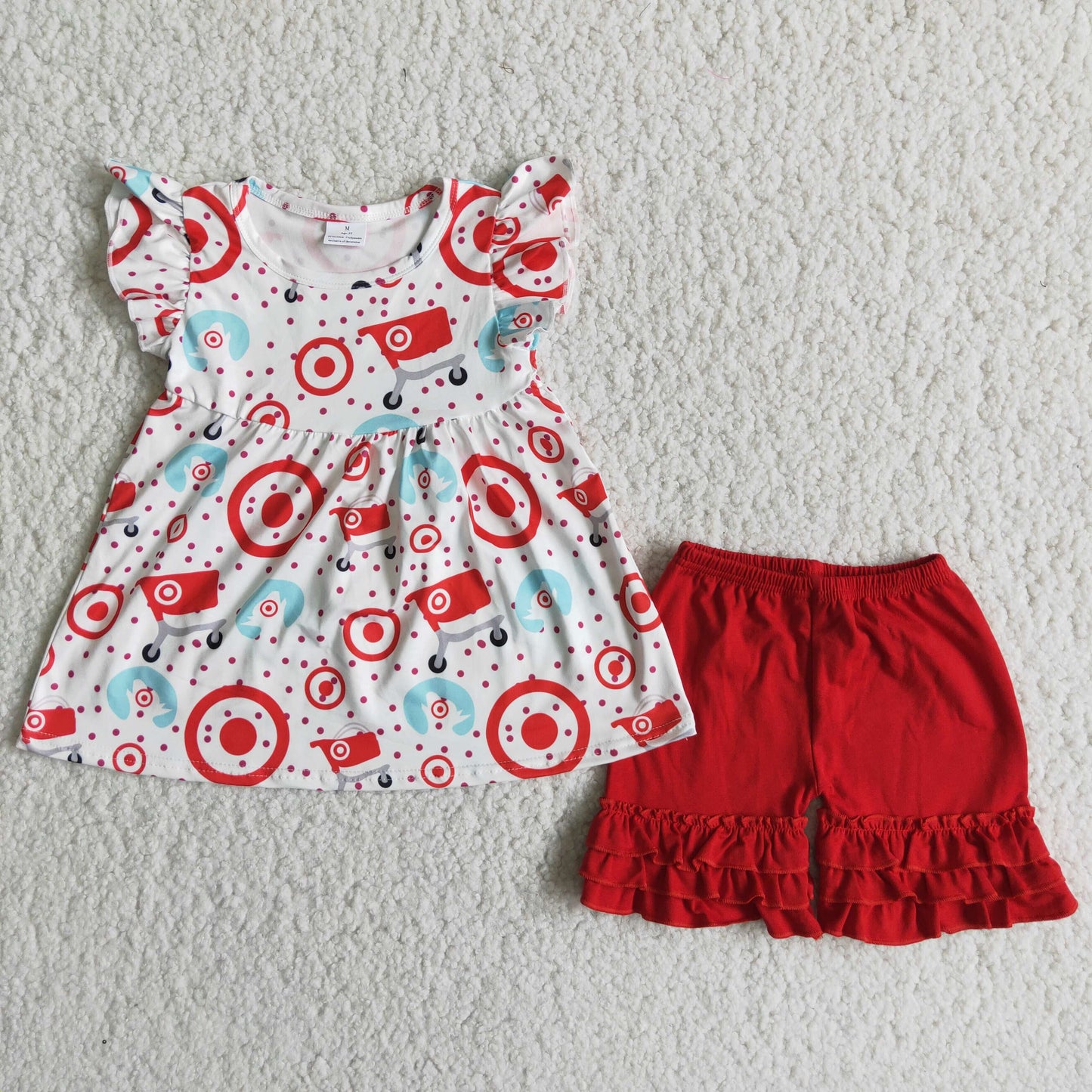 A7-14 Kids girls clothes flying sleeves with shorts set-promotion 2024.5.03 $2.99