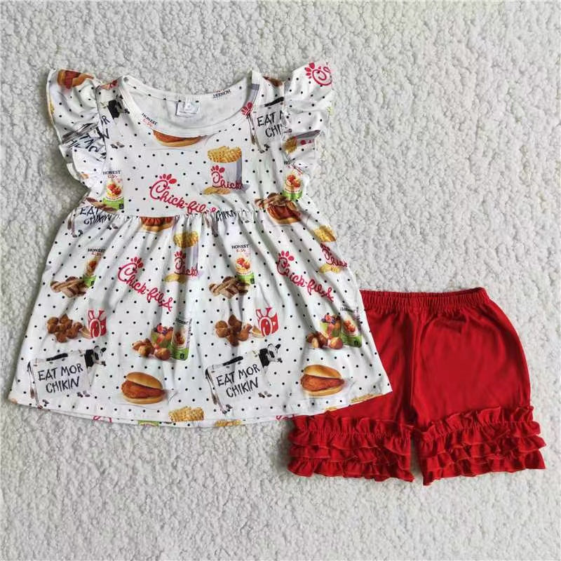 A7-22 Kids girls clothes short sleeve top with shorts set promotion 2024.3.23 $5.5