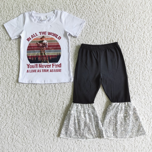 A8-17  Kids girls clothes  short sleeves top with trousers set-promotion 2024.6.8 $2.99