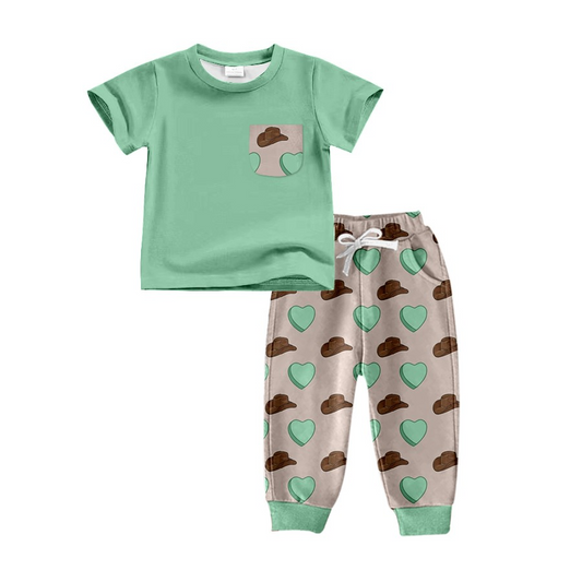 BSPO0297  Pre-order baby boy clothes short sleeve top with trousers kids summer set