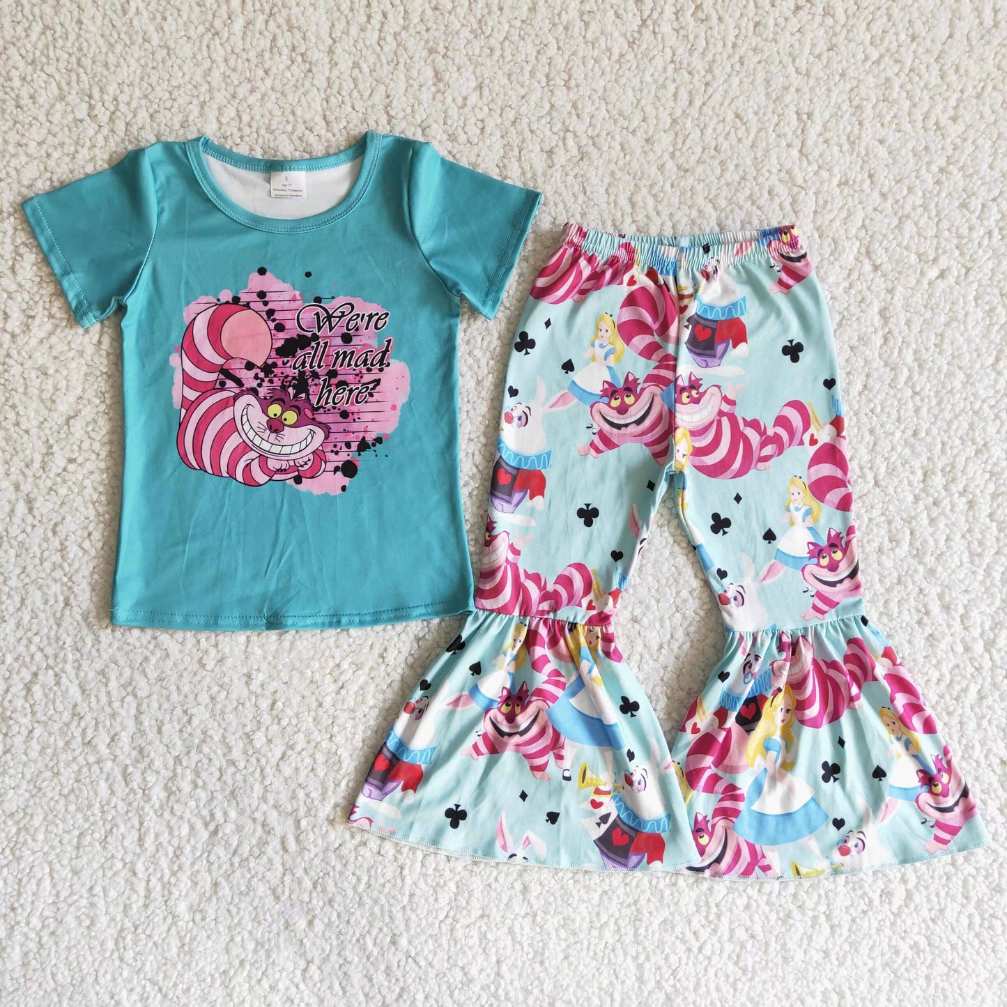 B0-2 Summer kids boutique clothes set short sleeve top with  pants set