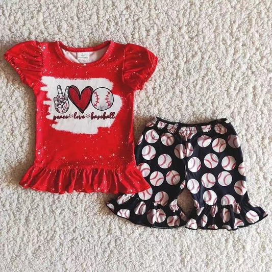 B10-3 Baby Girls Summer Outfits Girls baseball short sleeve black and white suit