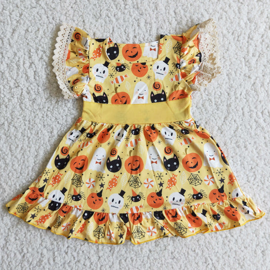 B10-9 Baby Girls Summer Dress Boo Pumpkin Halloween Dress Kids' Costume