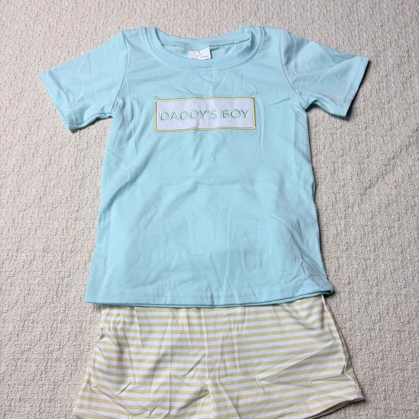 0527 RTS Sibling Baby Boys Daddy's Boy Top Ducks Checkered Shorts Clothes Sets