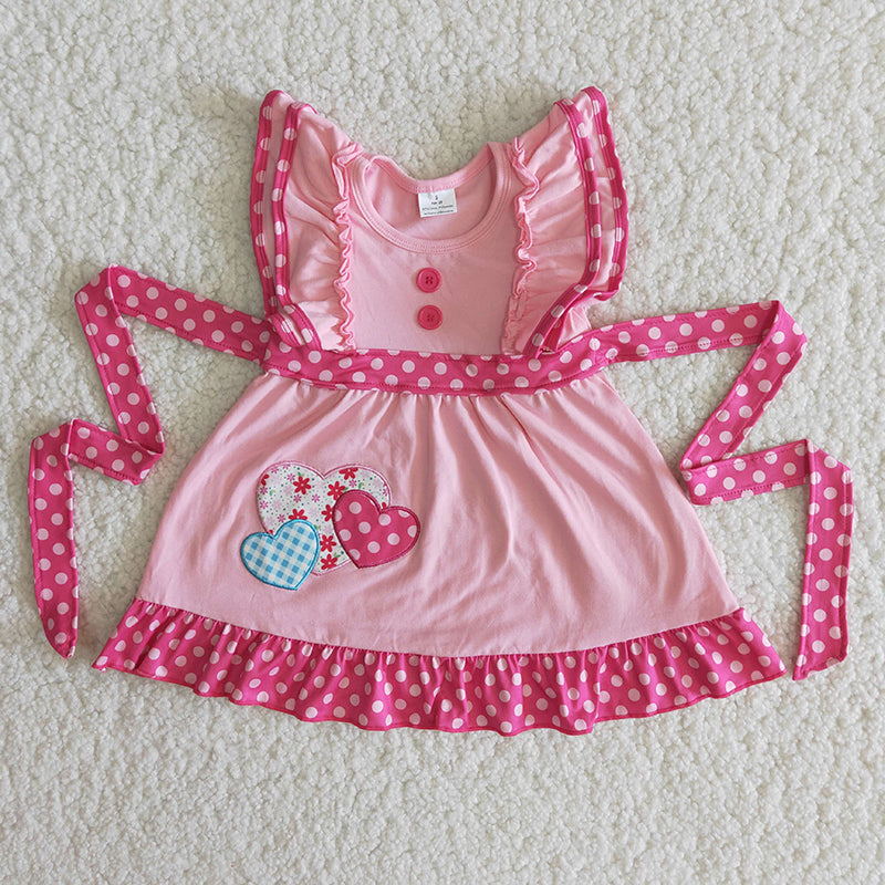 12.27 B13-15 Baby Girls Summer Dress Baby girls Valentines pink hearts embroidery dresses