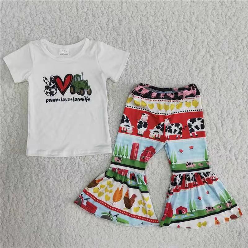 B13-4 Kids girls clothes short sleeves top with trousers set-promotion 2024.7.6 $2.99