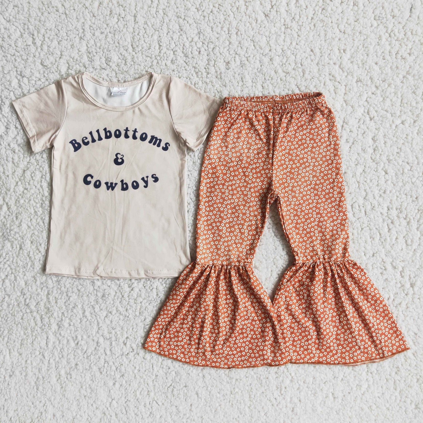 3.7 B14-13 RTS No Moq Clearance Baby Girls Summer Bell bottoms and cowboys set