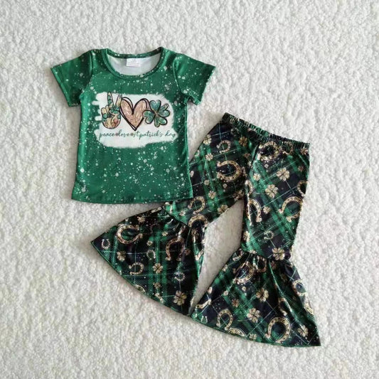 2.2 B17-11 RTS No Moq Clearance Girls High Quality Short Sleeve St Patrick Quatrefoil bell sets
