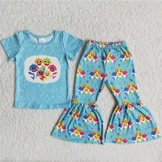 B18-14  Kids girls clothes  short sleeves top with trousers set-promotion 2024.6.15 $2.99