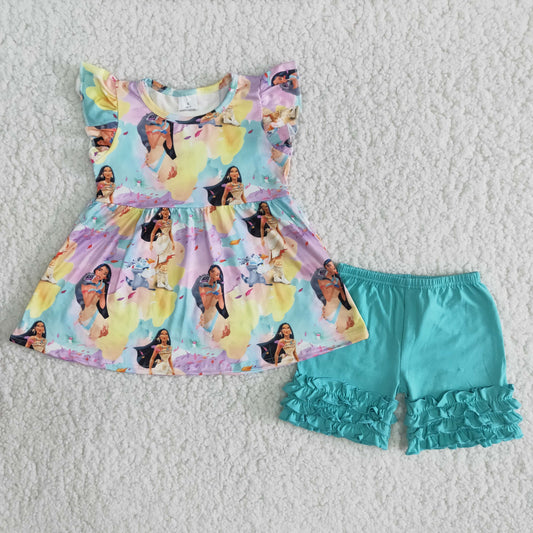 B4-2 Kids girls clothes short sleeve with shorts set-promotion 2024.5.03 $2.99