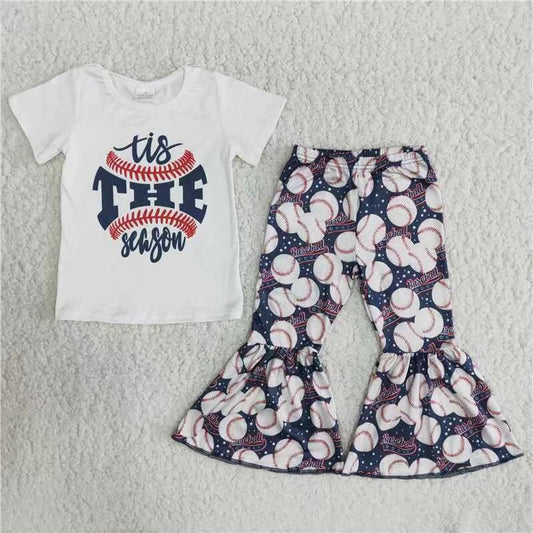 1.26 B5-13 RTS No Moq Clearance Baby girls Tis The Season baseball set