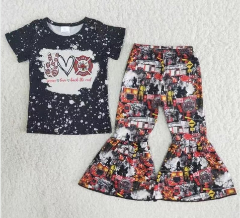 B8-23  Kids girls clothes  short sleeves top with trousers set-promotion 2024.3.16 $2.99