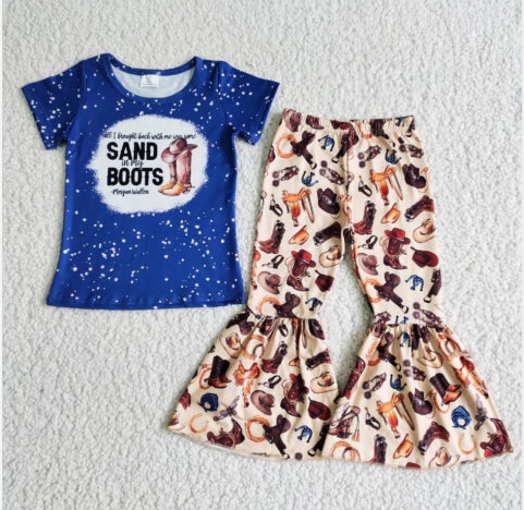 B8-30  Kids girls clothes  short sleeves top with trousers set-promotion 2024.3.16 $2.99