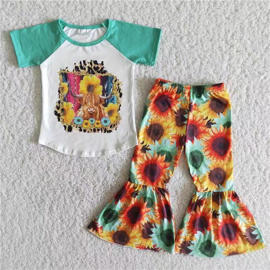 B9-3 Kids girls clothes short sleeves top with trousers set-promotion 2024.7.13 $2.99