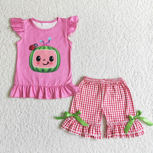 B9-30 Kids girls clothes flying sleeves top with shorts set-promotion 2024.4.27 $2.99