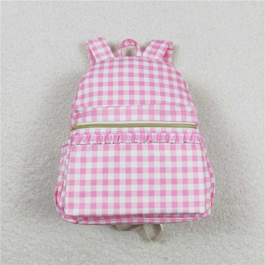 USA Warehouse (IN STOCK)BA0086  Pink Plaid Backpack for Back to School Polyester Canvas School Bag