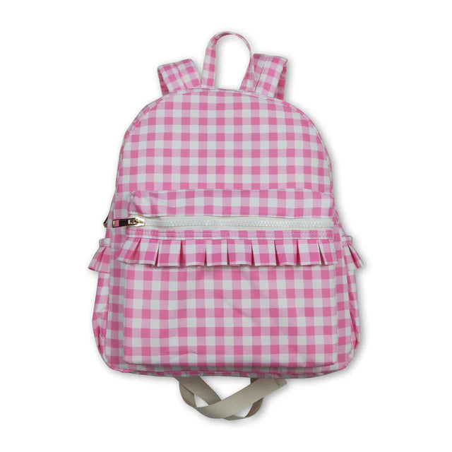 RTS NO MOQ Sibling Cute Clothes Baby Kids Pink Checkered Backpacks Bags Boxes