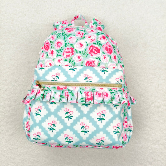 USA Warehouse (IN STOCK)BA0100 Pink Floral Ruffle Little Girls Backpack Cute Fashion Kids Toddler Bag with Musical Instrument Print Pattern