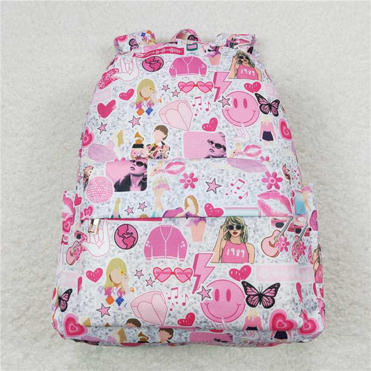 USA Warehouse (IN STOCK) BA0164 Guitar Smile Singer Girls Backpack for Women Canvas Travel Durable Daypack with Padded Shoulder Straps