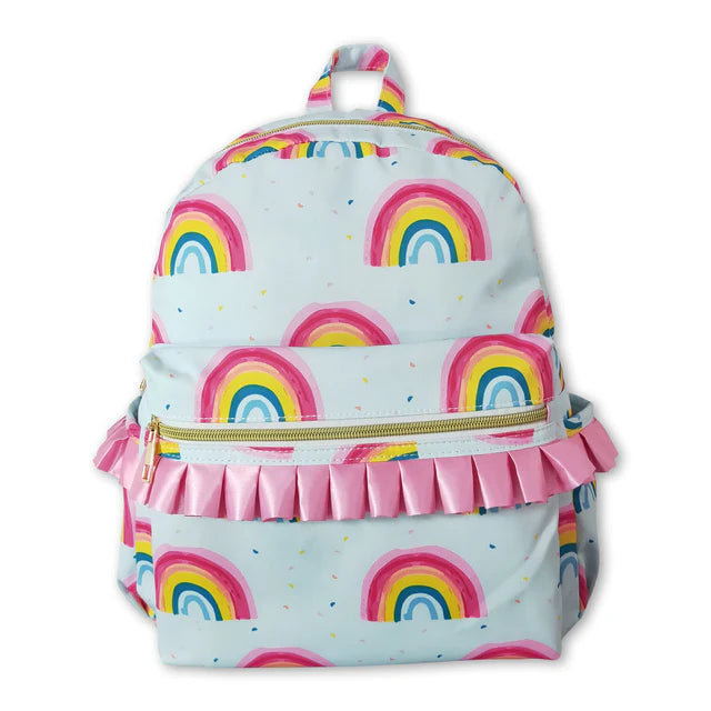 USA Warehouse (IN STOCK) Baby Girls Ruffled Bow-Print Backpack Back Bags