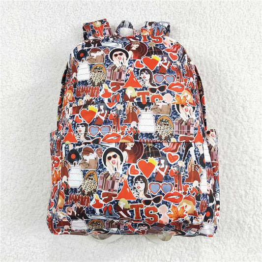 USA Warehouse (IN STOCK) BA0173 Red Heart Glasses Singer Girls Backpack for Kids Casual Daypack School Bag with Padded Straps