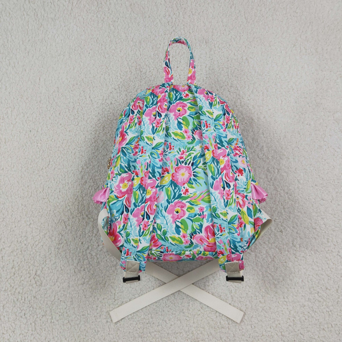 RTS NO MOQ Bags BA0176 Kids Girls Green Pink Flowers Print Backpack Back Bags