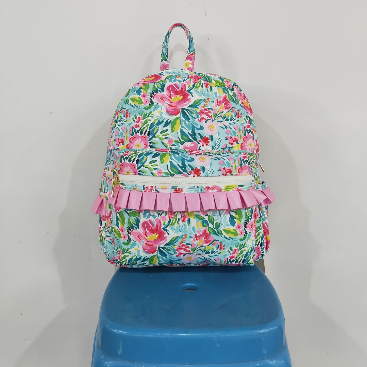 RTS NO MOQ Bags BA0176 Kids Girls Green Pink Flowers Print Backpack Back Bags