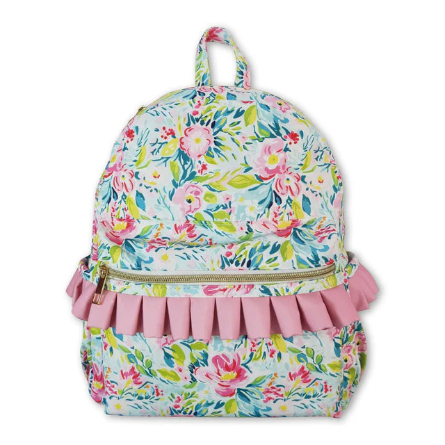USA Warehouse (IN STOCK) Baby Girls Ruffled Bow-Print Backpack Back Bags