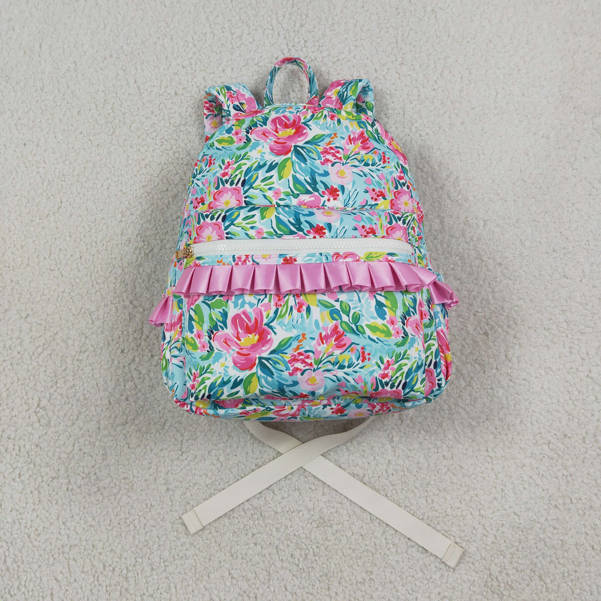 RTS NO MOQ Bags BA0176 Kids Girls Green Pink Flowers Print Backpack Back Bags