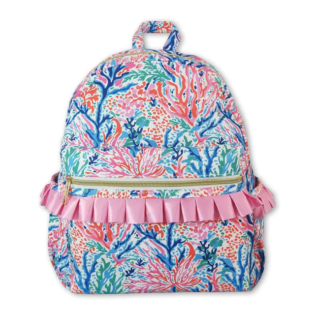 USA Warehouse (IN STOCK) Baby Girls Ruffled Bow-Print Backpack Back Bags