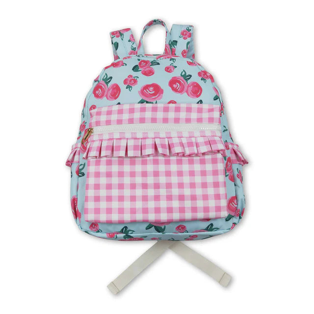 USA Warehouse (IN STOCK) Baby Girls Ruffled Bow-Print Backpack Back Bags