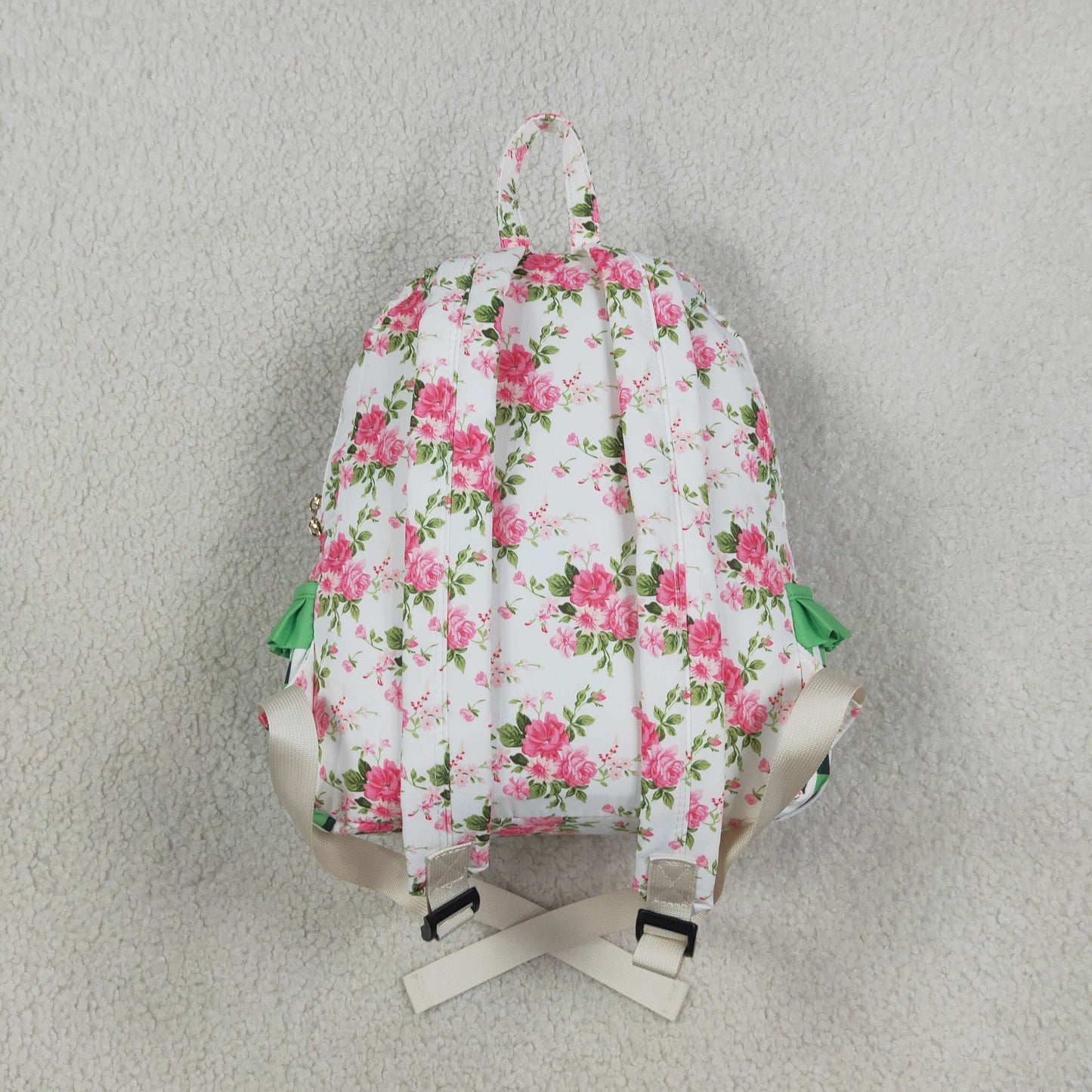 BA0218 RTS NO MOQ （In stock）Green plaid ruffle floral baby girls backpack