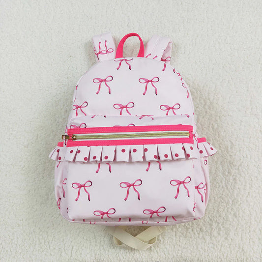 USA Warehouse (IN STOCK) BA0233 Baby Kids Girls Pink Bows Backpack Zip Back Bags