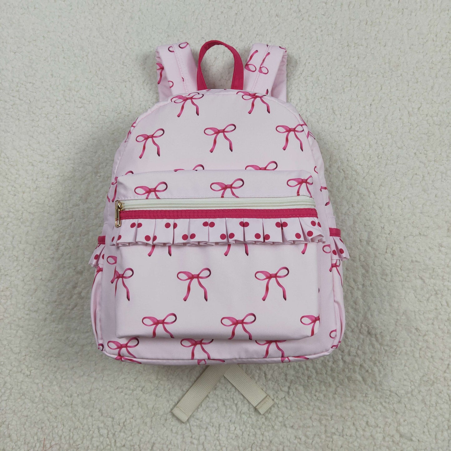 RTS NO MOQ （In stock）BA0233 Baby Bags Baby Kids Girls Pink Bows Backpack Zip Back Bags