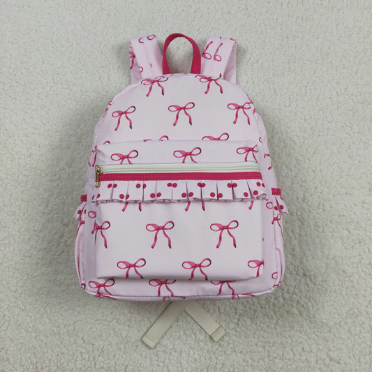 RTS NO MOQ （In stock）BA0233 Baby Bags Baby Kids Girls Pink Bows Backpack Zip Back Bags