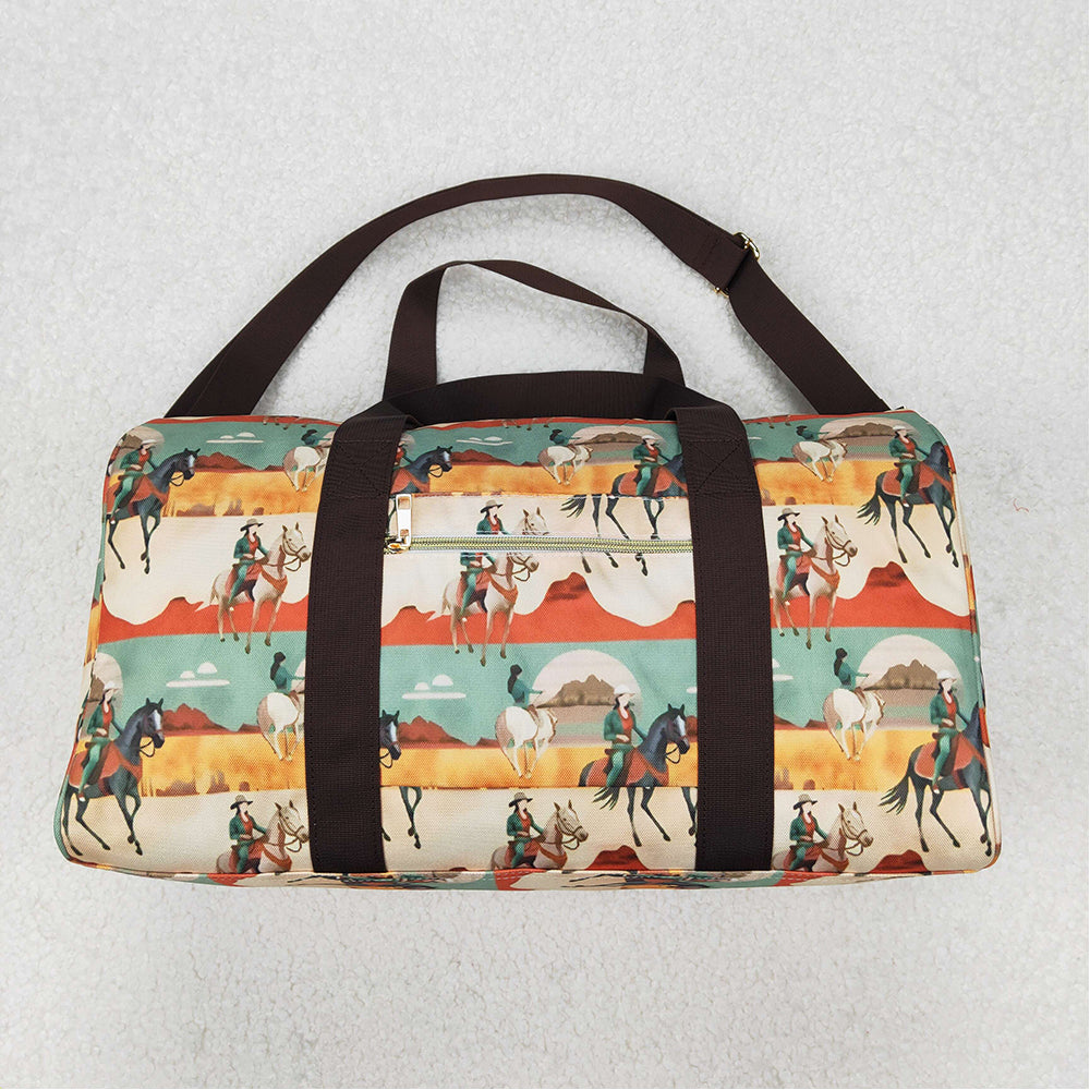 4.24 RTS NO MOQ Brown Horse Rodeo Western Duffel Bag - Leather Weekender Bag with Strap for Men And Women