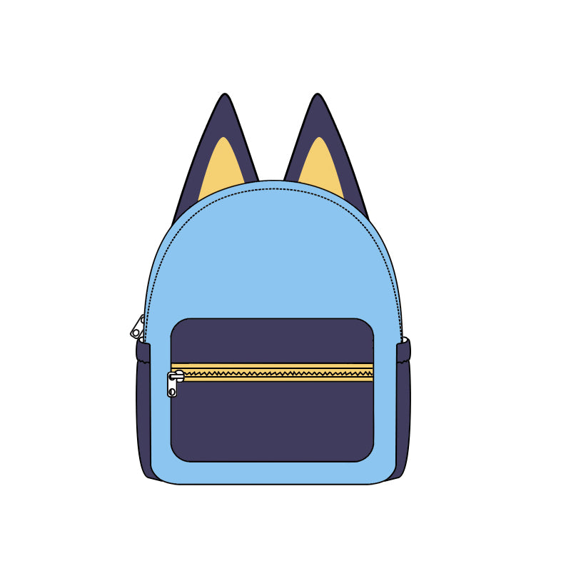 Ears blue dog print baby kids backpack