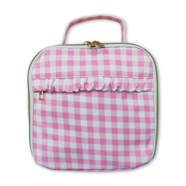 RTS NO MOQ Sibling Cute Clothes Baby Kids Pink Checkered Backpacks Bags Boxes