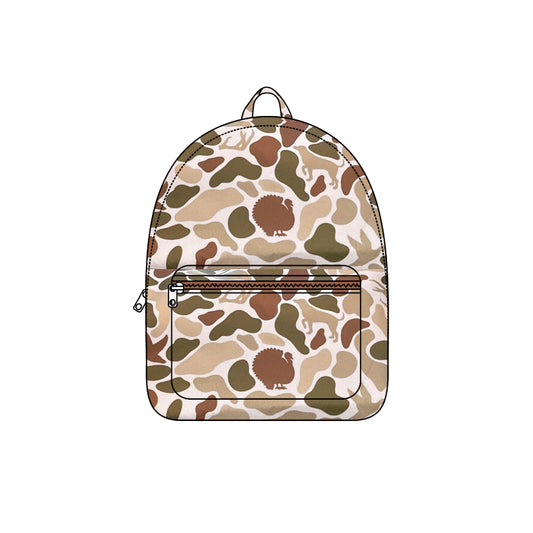 BA0288Camo Kids Hunting Backpack Turkey Deer Dog Themed Outdoor Sports Travel Rucksack for Children
