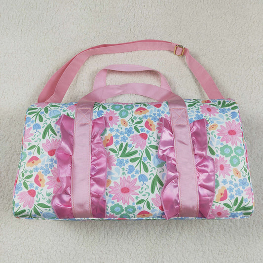 USA Shop (in stock) BA0290 Baby Bags Floral Pink Ruffle Band Adult Women Duffel Bag Fashionable Travel Bag for Ladies