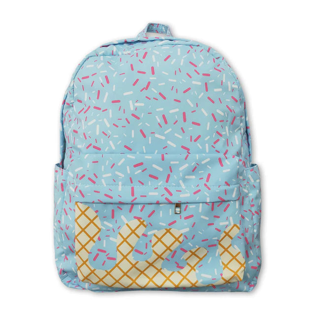 RTS NO MOQ Sibling Baby Kids Blue Team Sprinkles Drips Print Backpacks Bags Boxes