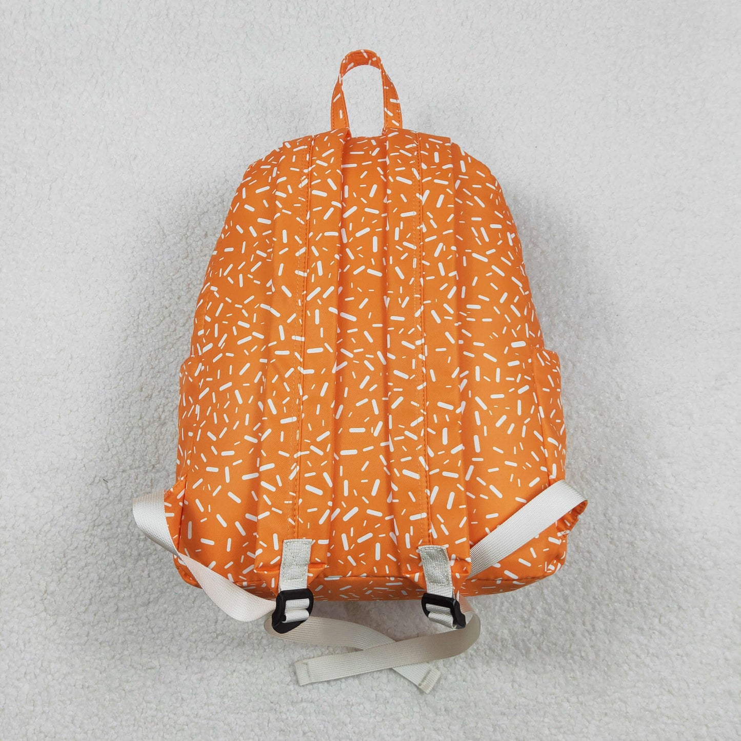 11.22 RTS NO MOQ （In stock）BA0339 Baby Kids Orange Drip Sprinkles Team Zipper School Back Bags  13*5*17 inches
